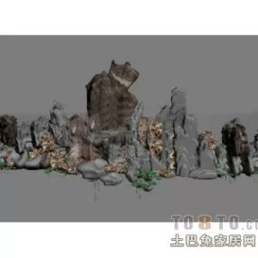 Mountain Landscape With Rock 3d model