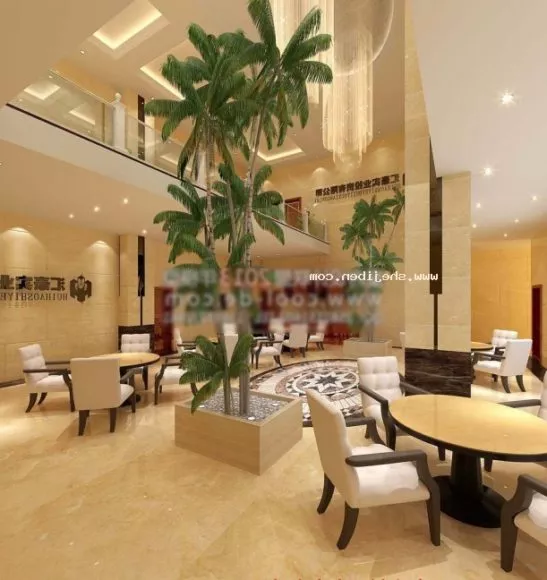 Living Room With Circle Chandelier 3d model