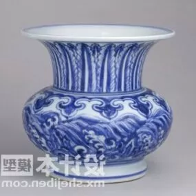 Porcelain Vase Blue Pattern 3d model