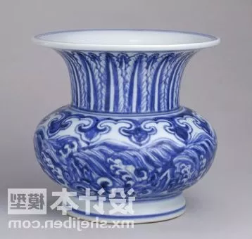 Porcelain Vase With Strip Pattern 3d model
