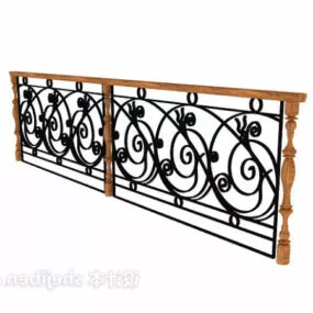 Stainless Steel Wood Railing 3d model