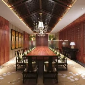 Chinese Conference Room Interior Scene 3d model