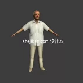 Human Character Old Man In T Pose 3d model
