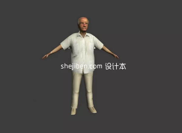 Human Character Old Man In T Pose 3d model Human Character Old Man In T Pose 3d model
