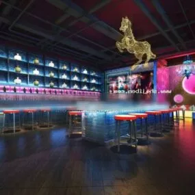 Night Bar With Lighting Decoration 3d model
