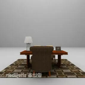 Desk And Chair Carpet Set 3d model