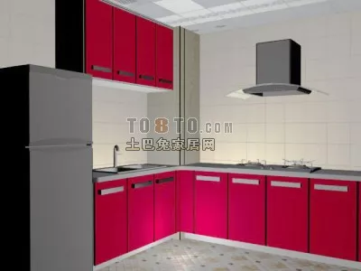 Small Size Kitchen Cabinet Design 3d model