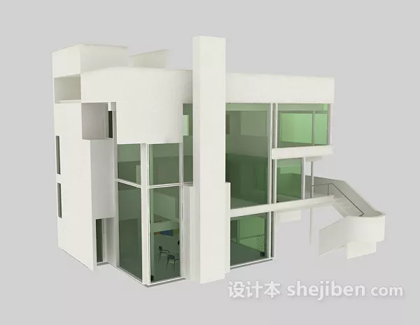 Modern Apartment Block Building 3d model