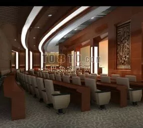 Hotel Conference Hall With Chairs 3d model