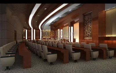 Office Hall With Multiple Rectangular Ceiling Lamp 3d model
