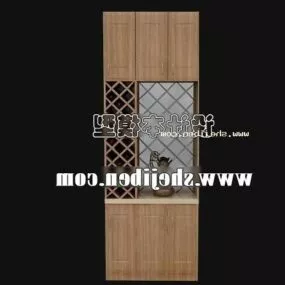 Modern Wine Cabinet Wooden Top And Bottom Door 3d model