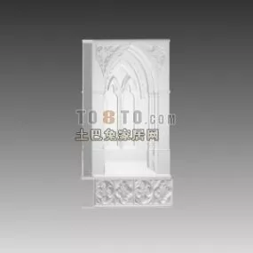 European Carved Windows Decoration 3d model