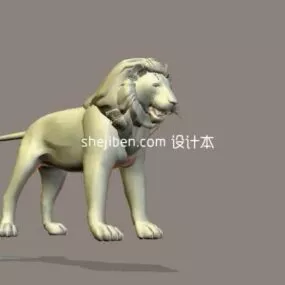 Stone Male Lion Statue Standing 3d model