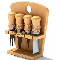 Kitchen Wall Shelf With Utensil, Spoon, Jar 3d model