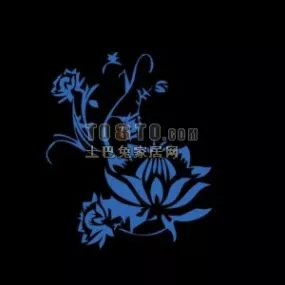 Wall Painted Blue Floral Texture 3d model