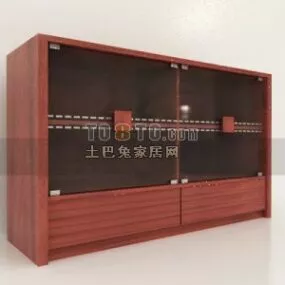 Large Cabinet Wooden Frame Glass Door 3d model