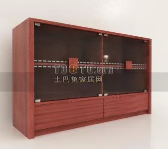 Wooden Door With Carved Square Pattern 3d model