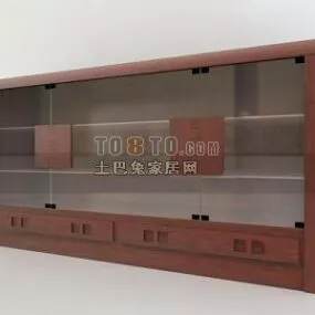 Antique Long Cabinet Glass Door 3d model