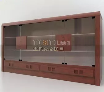 Wooden Frame Door With Decor Glass Center 3d model