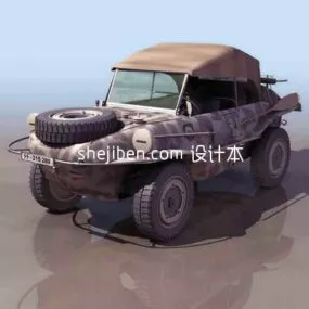 Jeep Truck With Secure Wheel 3d model