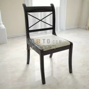 Country Style Dining Chair Wood Frame 3d model