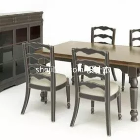Dining Table And Chair European Furniture 3d model