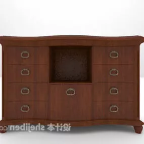 American Solid Wood Bedside Table 3d model