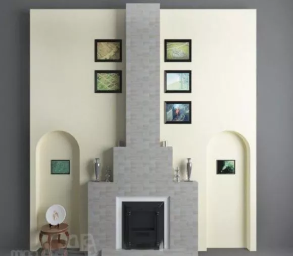 Modern Rectangular Fireplace Decoflame 3d model