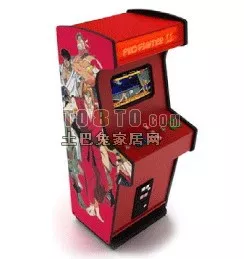 Arcade Game Machine Red Color 3d model