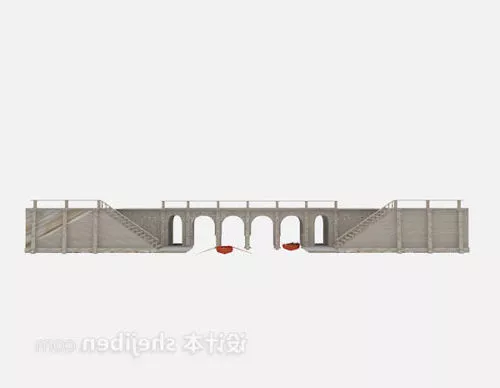 Wooden Bridge Building 3d model