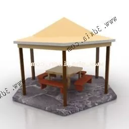 Ancient Pavilion Building Rock Floor 3d model