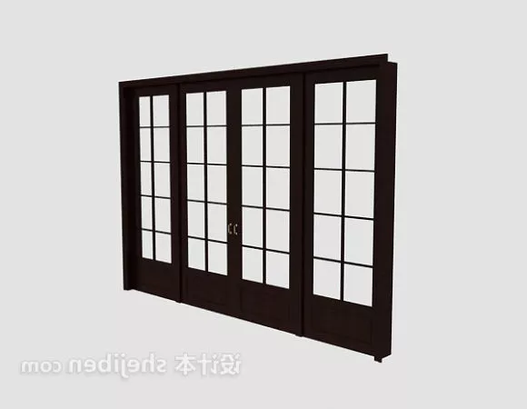 Single Door With Frame On Top Wooden Material 3d model