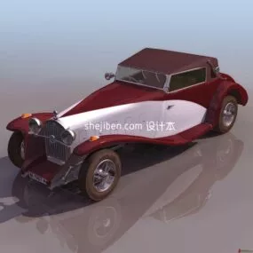Antique Car Red Painted 3d model