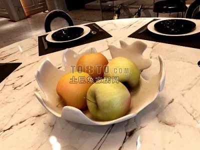 Apple Fruit On Bowl 3d model Apple Fruit On Bowl 3d model
