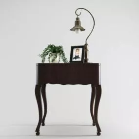 Retro Wooden Console Table 3d model