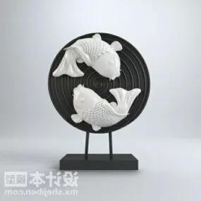 Artwork Fish On Dish Decorating Furniture 3d model