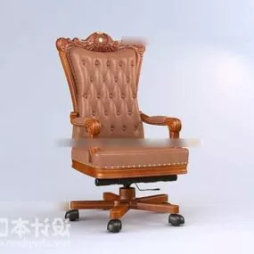 Classic Boss Chair Wood Furniture 3d model
