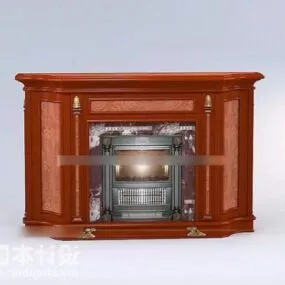Art Fireplace Antique Wooden Style 3d model