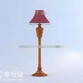 Carving Floor Lamp Wood Furniture 3d model