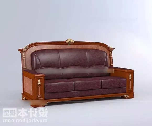 European Leather Sofa Wood Furniture 3d model European Leather Sofa Wood Furniture 3d model