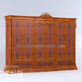 European Wardrobe Wood Furniture 3d model