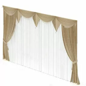Brown White European Curtain 3d model