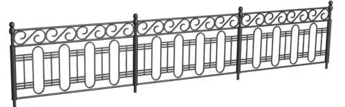 Wrought Iron Fence Retro Style 3d model