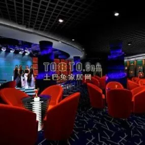 Bar Interior Design With Furniture 3d model