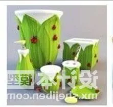 Bathroom Accessories Green Set 3d model