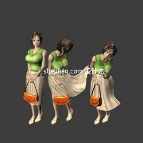 Beautiful Girl In Dress 3d model