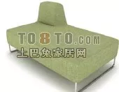 Sofa Three Seats Brown Fabric 3d model