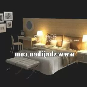 Bed With Decorating And Work Table 3d model