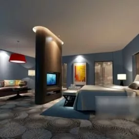 Bedroom With Tv Cabinet Interior Scene 3d model