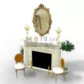 Bedroom Fireplace Decoration 3d model